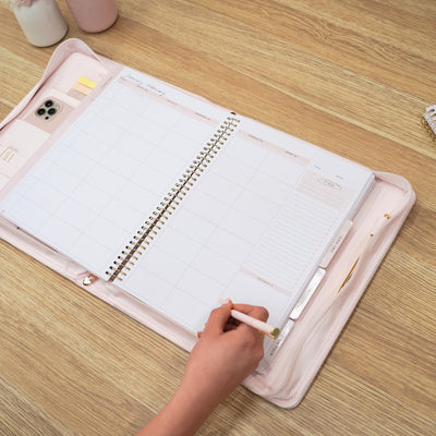 Luxe Zip-up Planner Folio - Blush - Large