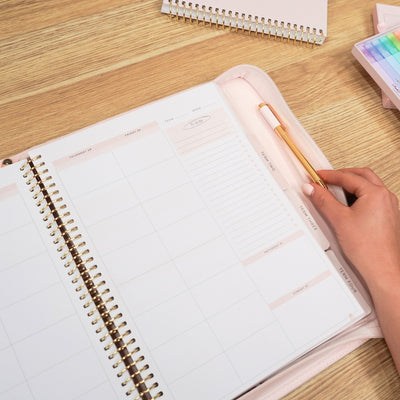 Luxe Zip-up Planner Folio - Blush - Large