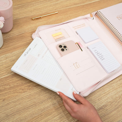 Luxe Zip-up Planner Folio - Blush - Large