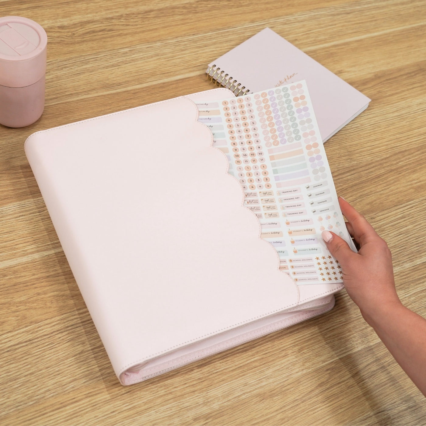 Luxe Zip-up Planner Folio - Blush - Large