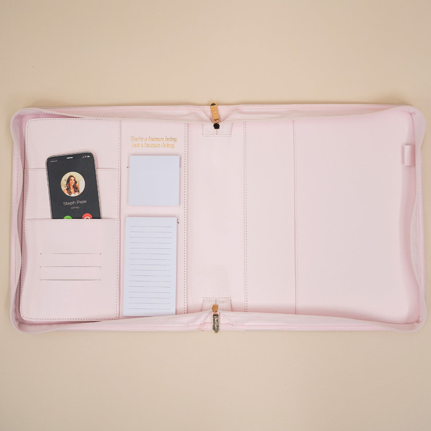 Luxe Zip-up Planner Folio - Blush - Large