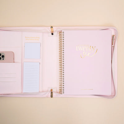Luxe Zip-up Planner Folio - Blush - Large