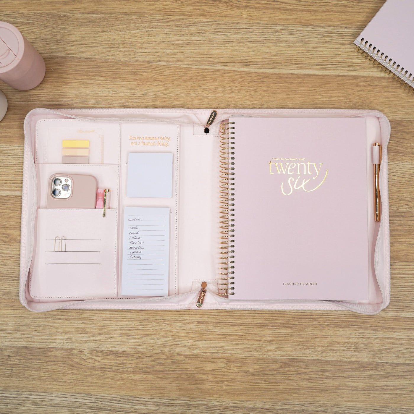 Luxe Zip-up Planner Folio - Blush - Large