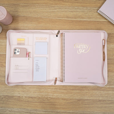 Luxe Zip-up Planner Folio - Blush - Large