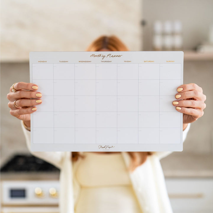 Monthly Planner Magnet - Soft Grey