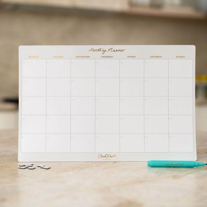 Monthly Planner Magnet - Soft Grey