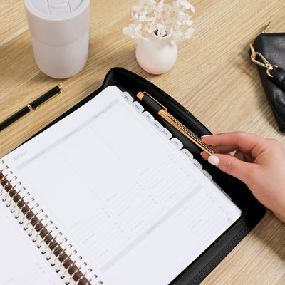 Luxe Zip-up Planner Folio - Black - Small
