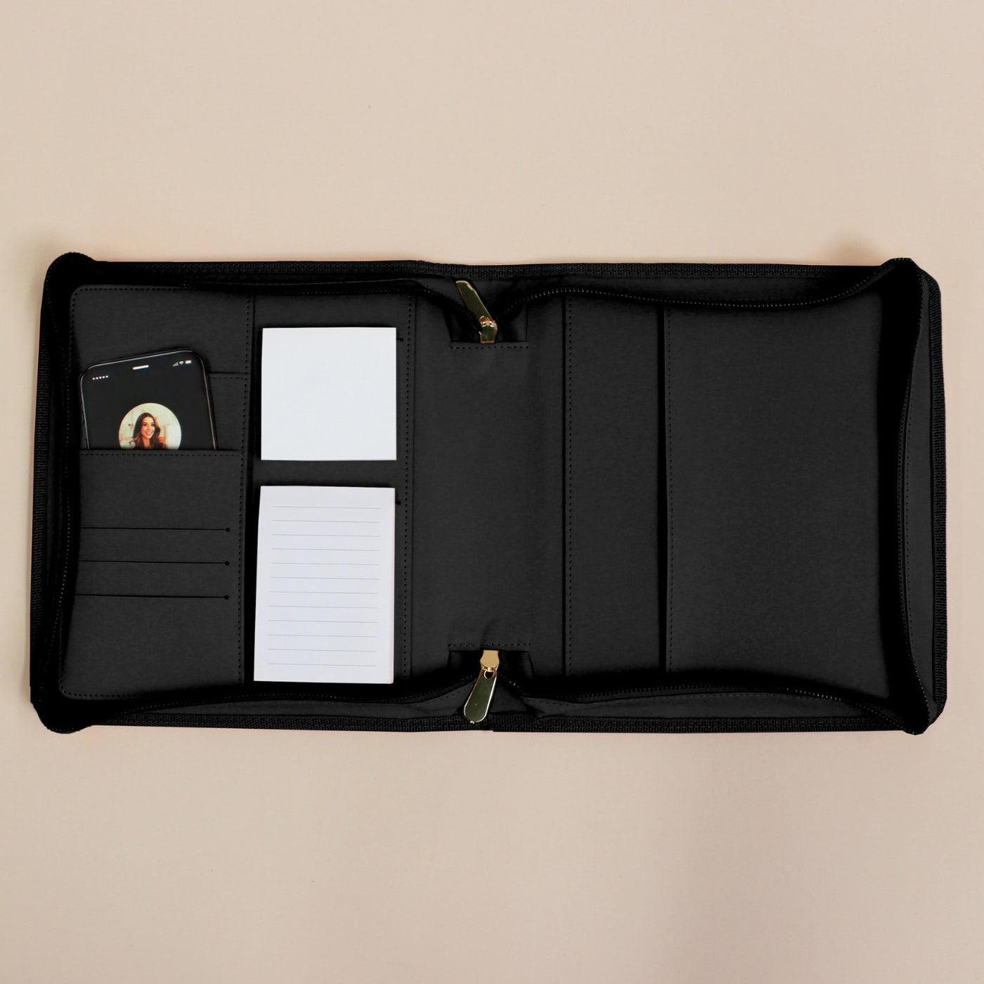 Luxe Zip-up Planner Folio - Black - Small