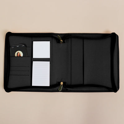 Luxe Zip-up Planner Folio - Black - Small