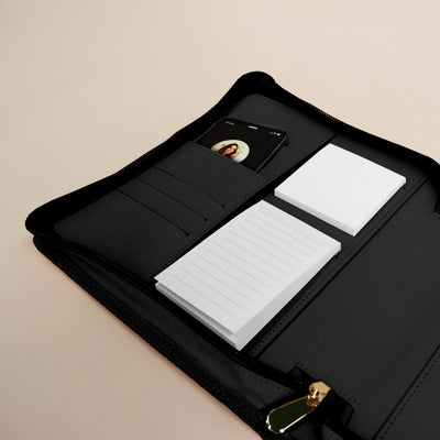 Luxe Zip-up Planner Folio - Black - Small