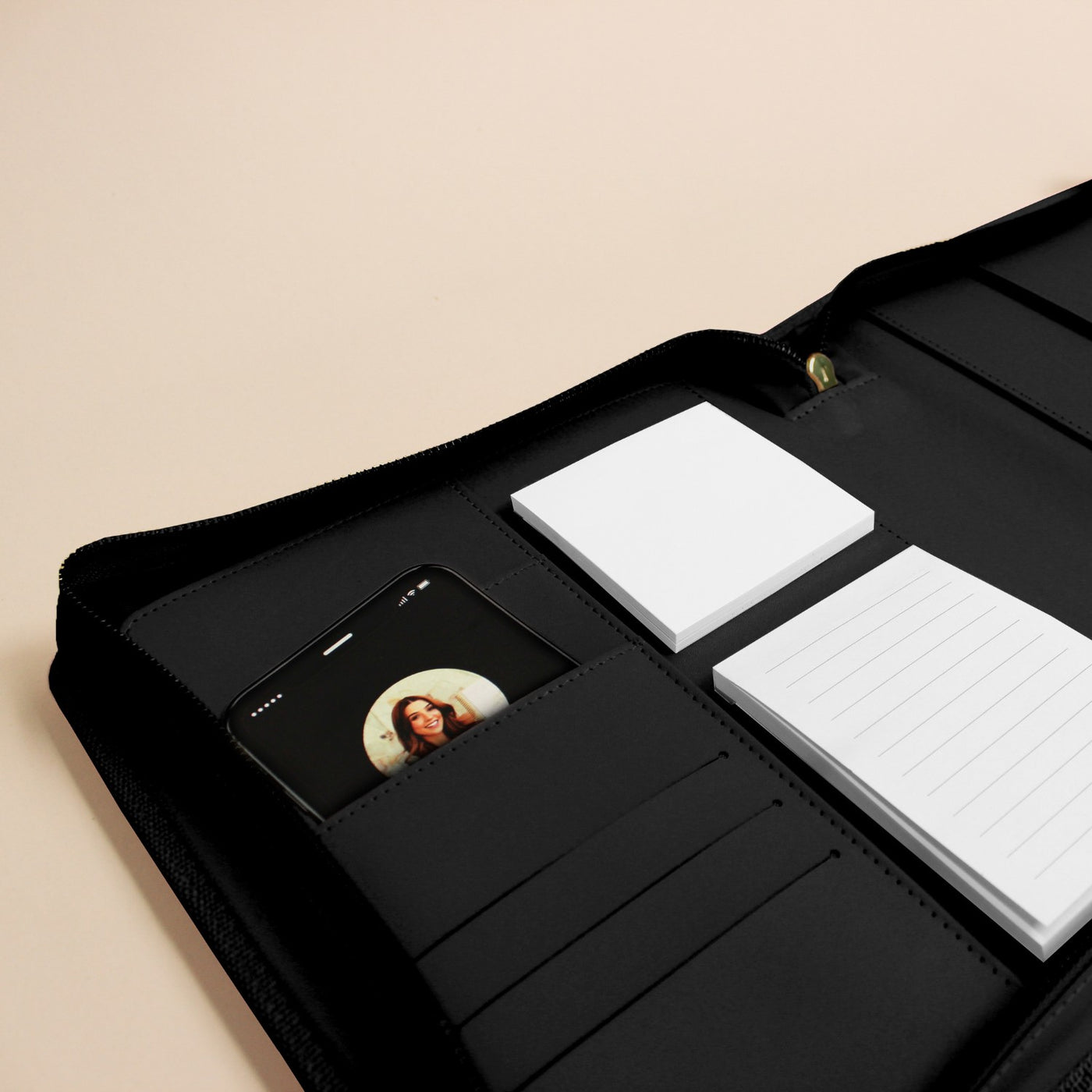 Luxe Zip-up Planner Folio - Black - Small