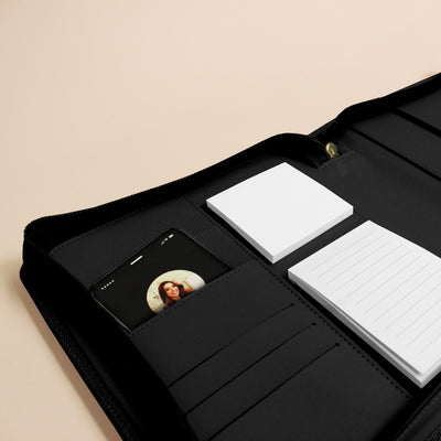 Luxe Zip-up Planner Folio - Black - Small