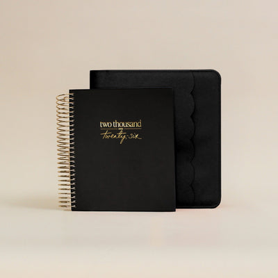 Luxe Zip-up Planner Folio - Black - Small