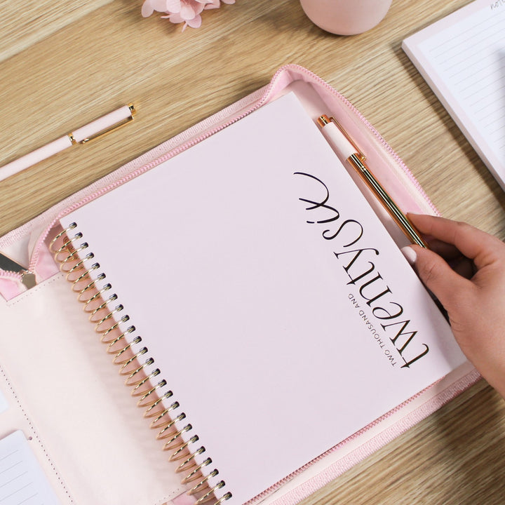 Luxe Zip-up Planner Folio - Blush - Small