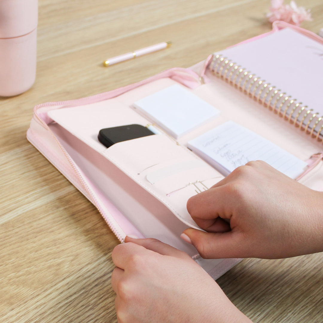 Luxe Zip-up Planner Folio - Blush - Small
