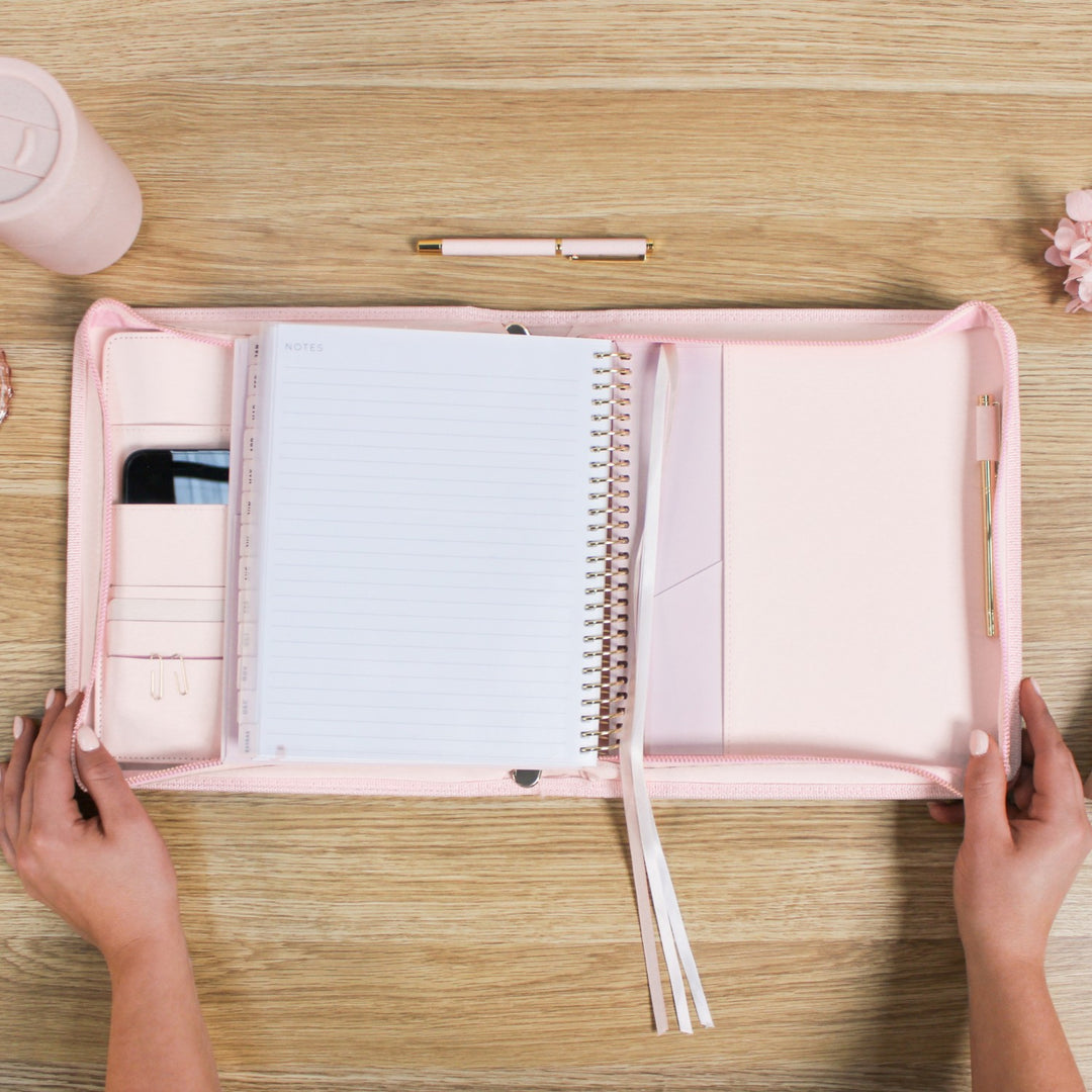 Luxe Zip-up Planner Folio - Blush - Small