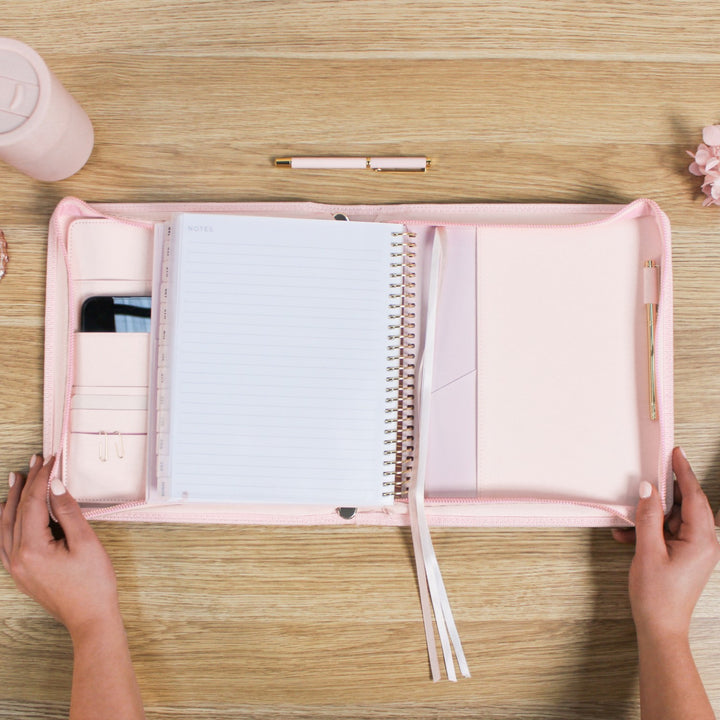 Luxe Zip-up Planner Folio - Blush - Small