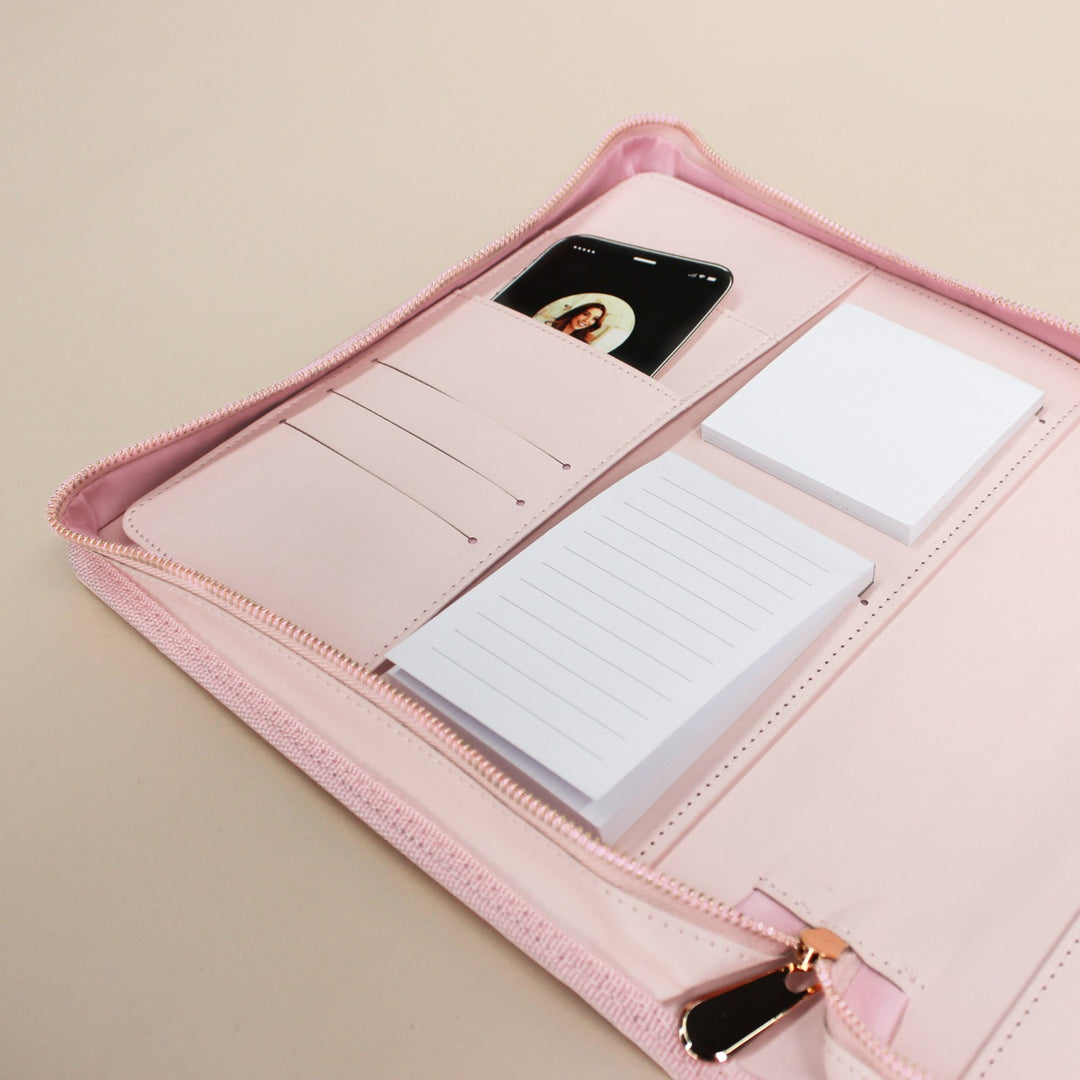Luxe Zip-up Planner Folio - Blush - Small