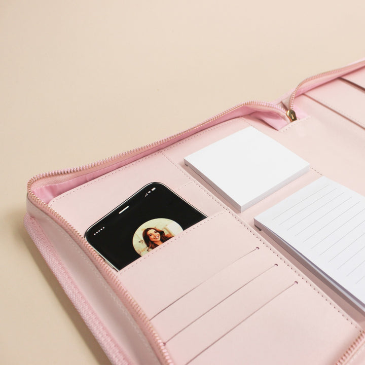 Luxe Zip-up Planner Folio - Blush - Small