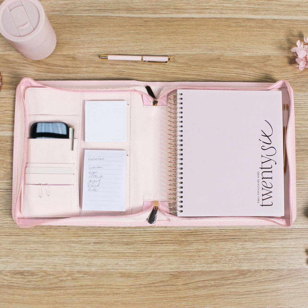 Luxe Zip-up Planner Folio - Blush - Small