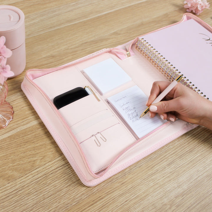 Luxe Zip-up Planner Folio - Blush - Small