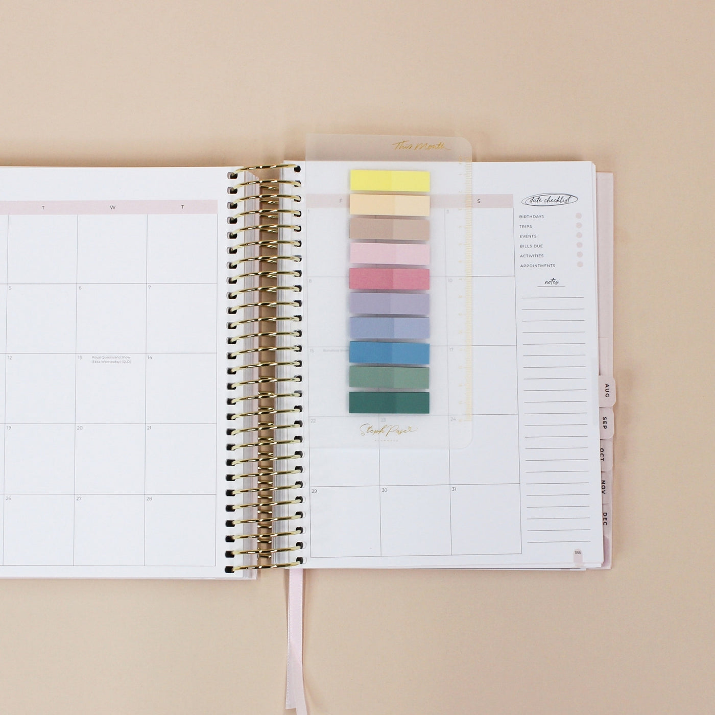 Snap-in 'This Month' Sticky Note Bookmark - Gold