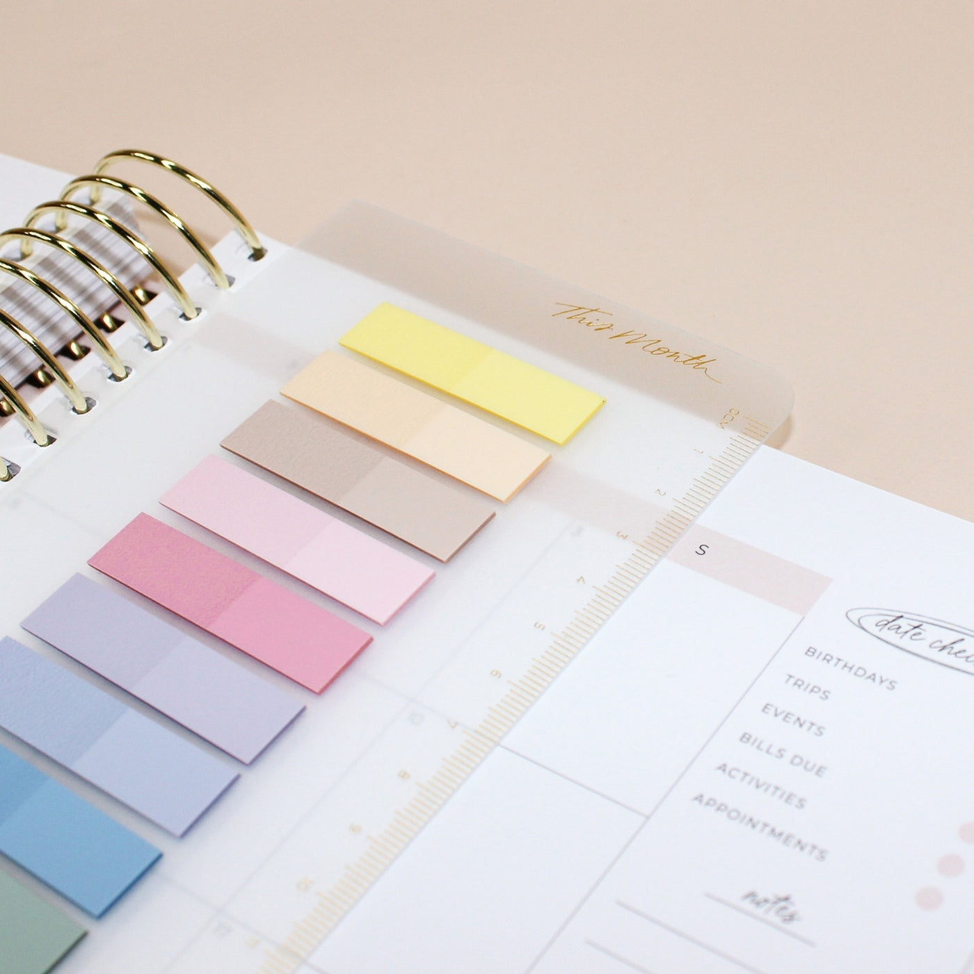 Snap-in 'This Month' Sticky Note Bookmark - Gold