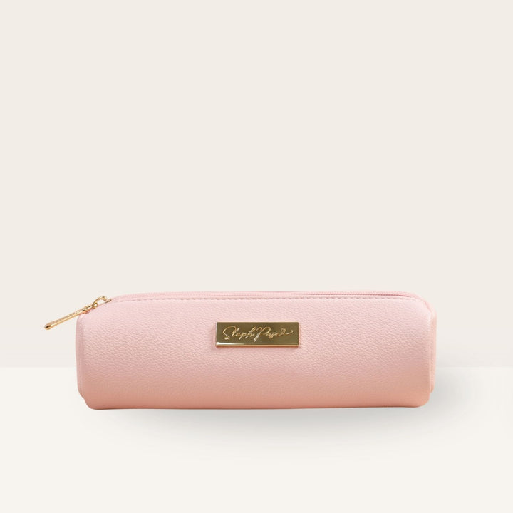 Barrel Vegan Leather Pencil Case - Blush Pink