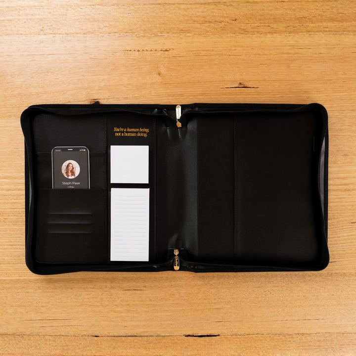 Luxe Zip-up Planner Folio - Black - Large