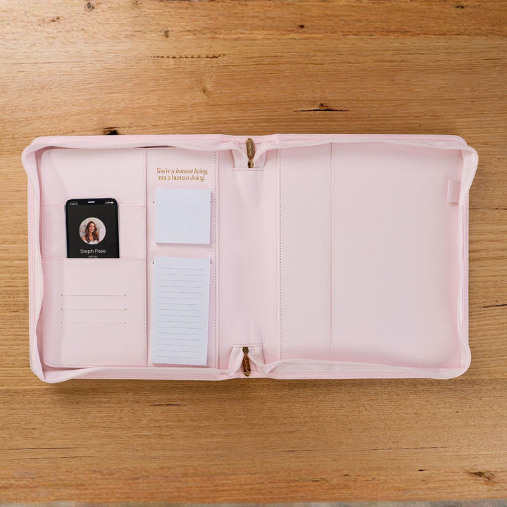 Luxe Zip-up Planner Folio - Blush - Large