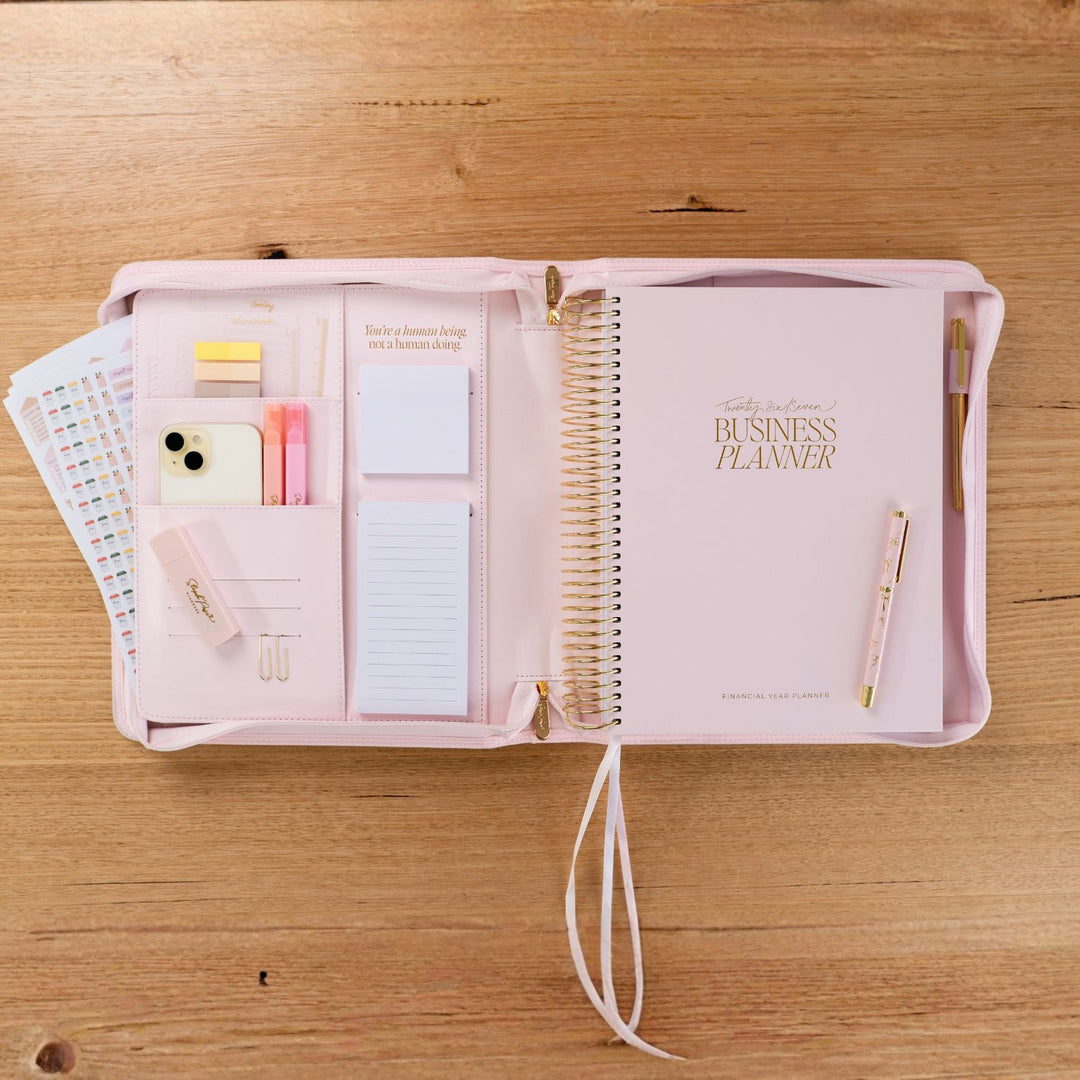 Luxe Zip-up Planner Folio - Blush - Large