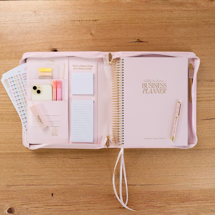 Luxe Zip-up Planner Folio - Blush - Large