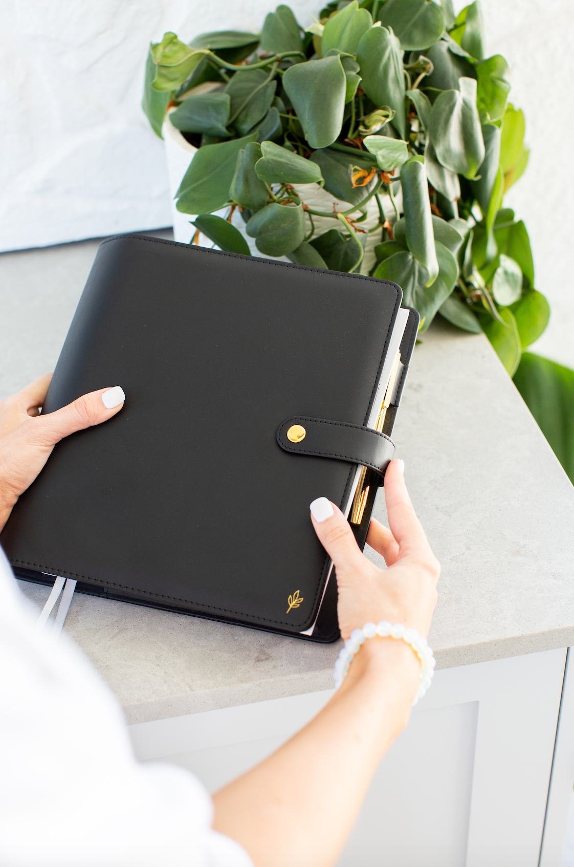 Black Leather Planner Cover (Signature, Daily + Classic)